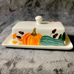 Autumn Pumpkin Covered Butter Dish